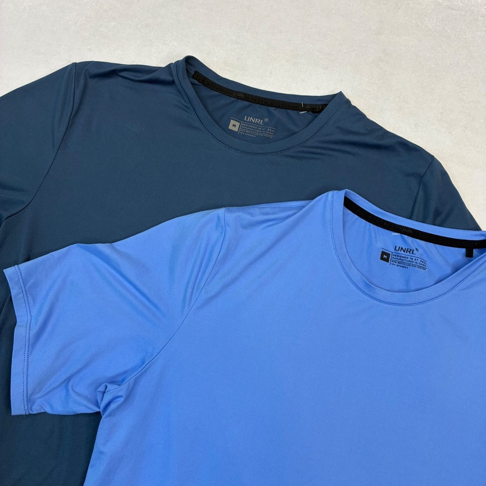 UNRL T-Shirt Mens Medium Blue Navy 2-Pack Performance Athletic Stretch Gym